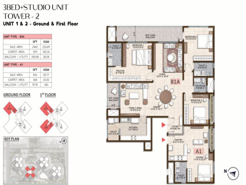 Prestige Pine Forest 3 BHK Floor Plan