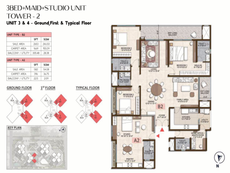 Prestige Pine Forest 3 BHK Floor Plan