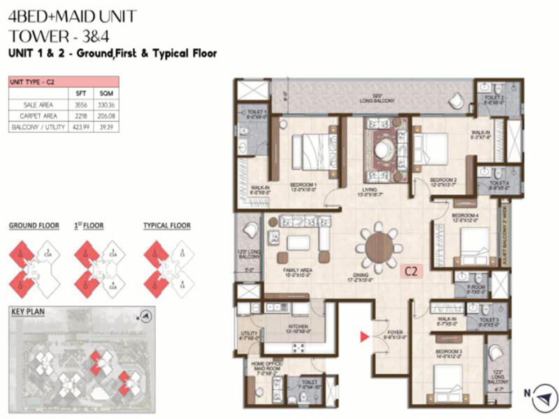 Prestige Pine Forest 4 BHK Floor Plan